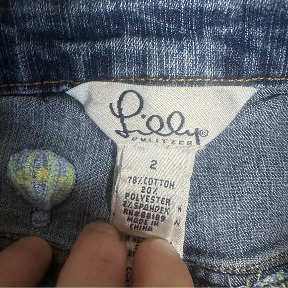 Lilly Pulitzer Vintage Denim Embroidered Skirt Size 2 - Picture 8 of 8
